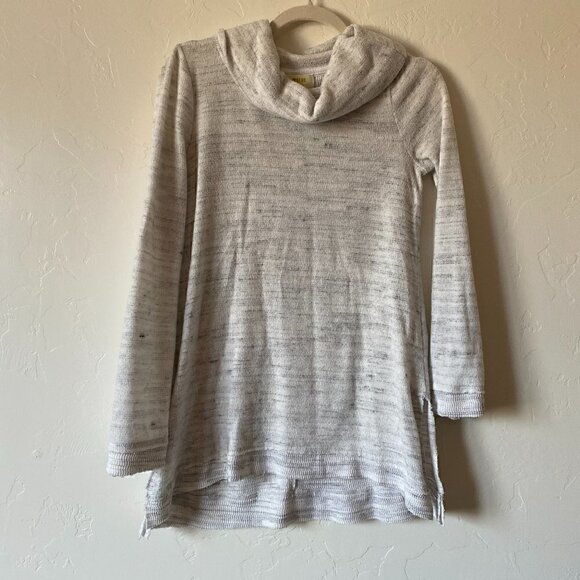 Anthropologie Maeve Risa Hacci Tunic Heather Gray White Cowl Neck - Picture 2 of 10
